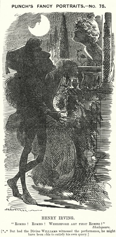 Caricature de Punch : Henry Irving, acteur anglais - Edward Linley (after) Sambourne