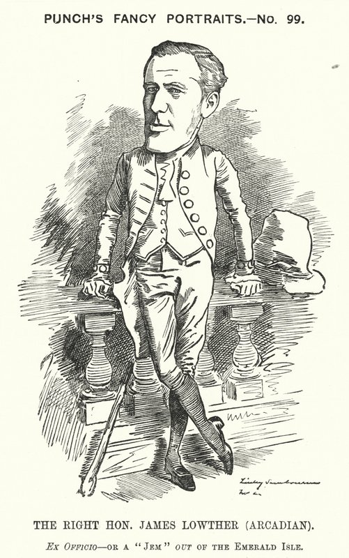 Caricature de James Lowther, homme politique conservateur et sportif anglais (gravure) - Edward Linley (after) Sambourne