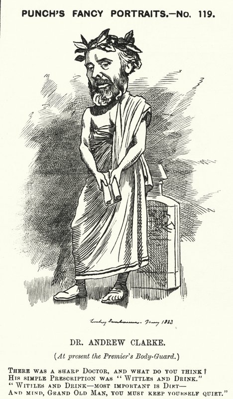 Caricature de Punch : Sir Andrew Clarke - Edward Linley (after) Sambourne