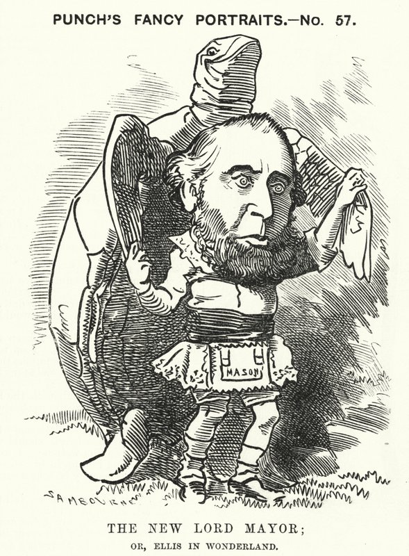 Caricature de Punch : Sir John Ellis, Lord-maire de Londres en 1881 - Edward Linley (after) Sambourne
