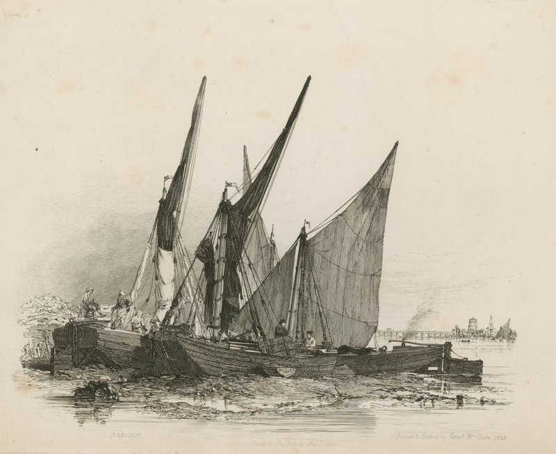 Barges sur la Tamise - Edward William Cooke