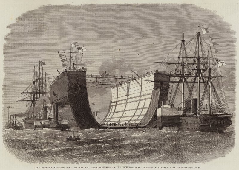 Le dock flottant des Bermudes en route de Sheerness aux Downs, passant par le chenal de Black Deep - Edwin Weedon