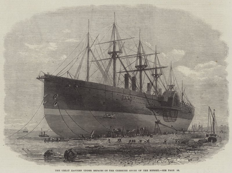 Le Great Eastern en réparation sur la rive du Cheshire de la Mersey - Edwin Weedon