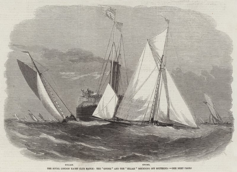 La régate du Royal London Yacht Club, le Gnome et le Zillah contournant Southend - Edwin Weedon