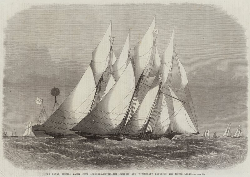 Le Royal Thames Yacht Club Schooner-Match, le Cambria et le Witchcraft contournant le Mouse Light - Edwin Weedon