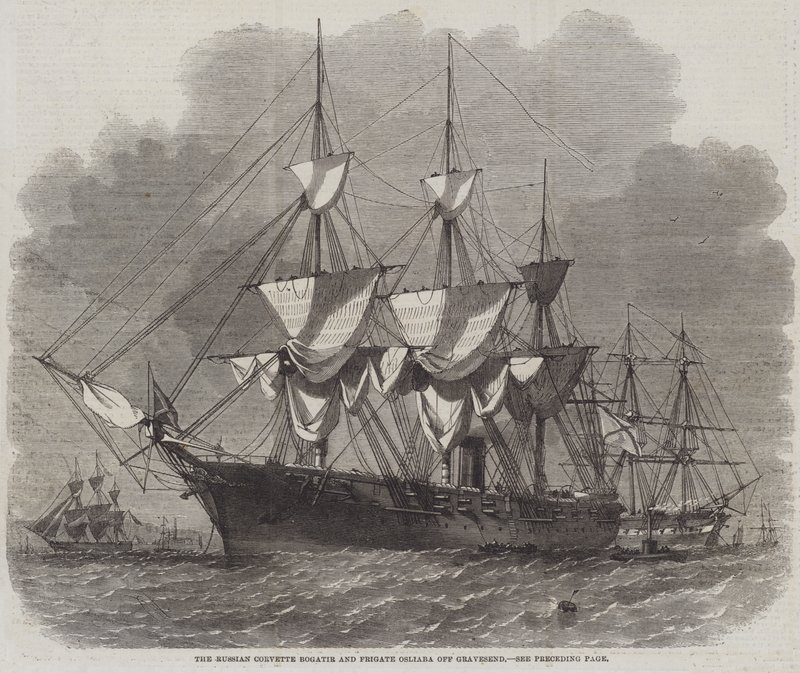 La Corvette Russe Bogatir et la Frégate Osliaba au large de Gravesend - Edwin Weedon
