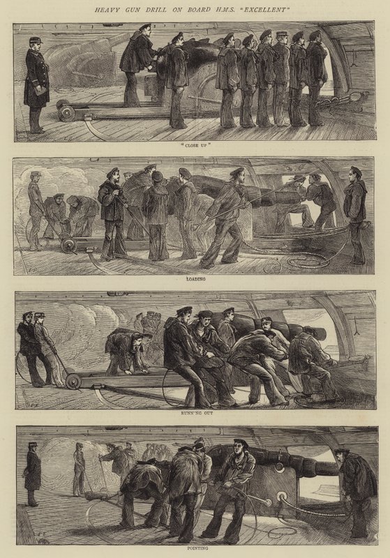 Exercice de gros canon à bord du HMS Excellent - Edwin Buckman