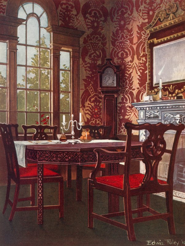 Tables à manger divisibles en acajou--Chaises de salle à manger à dossier en éclat - Edwin John Foley