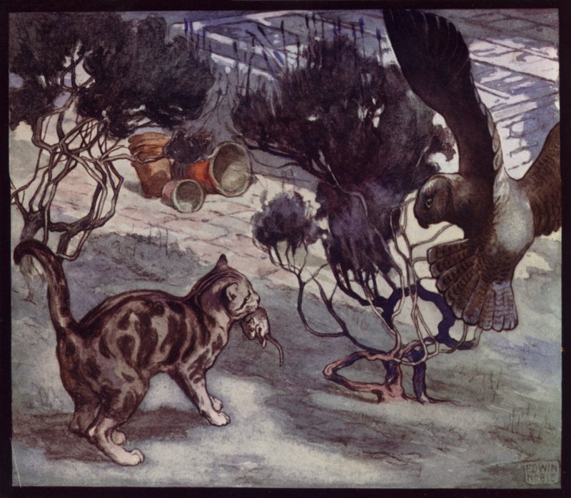 Chasseurs de souris rivaux, chats et hibou - Edwin Noble