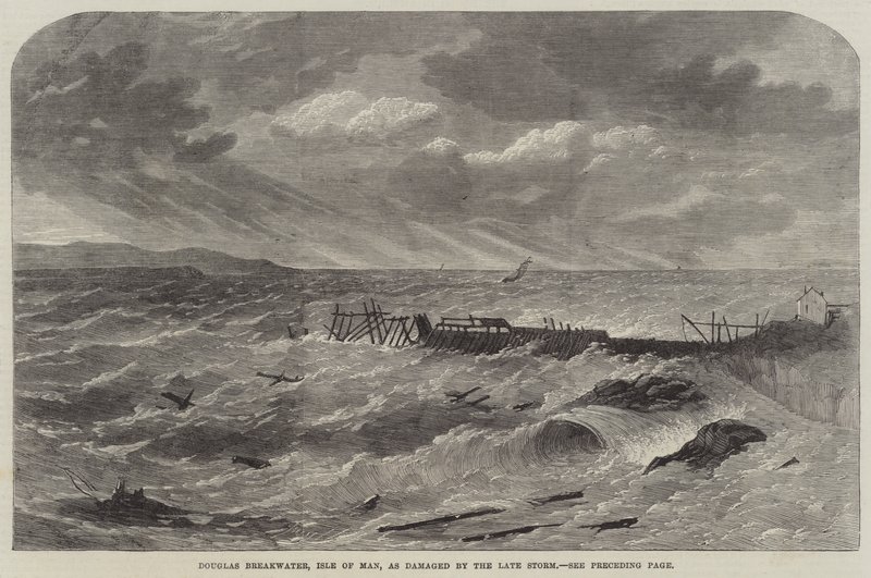 Brise-lames de Douglas, Île de Man, endommagé par la dernière tempête - Edwin Weedon
