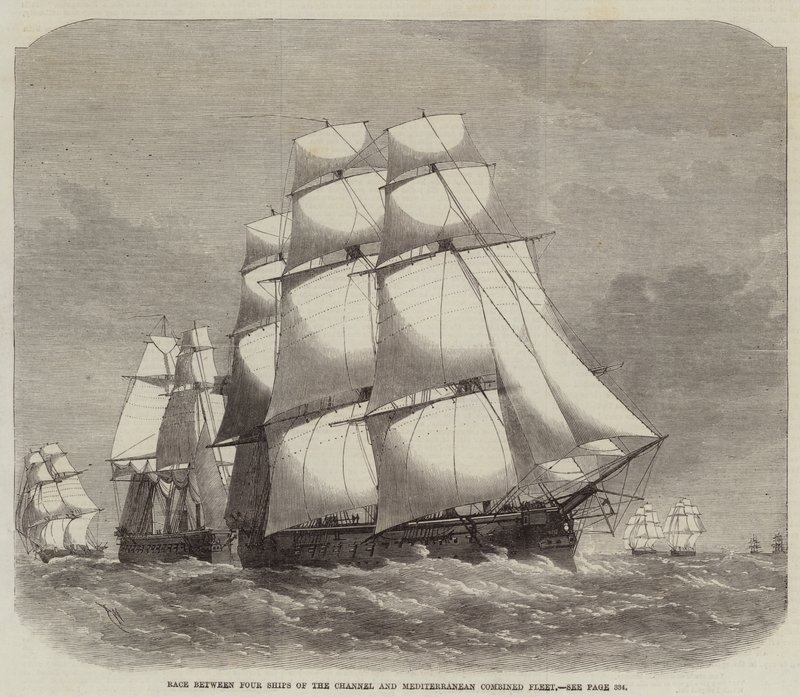 Course entre quatre navires de la flotte combinée de la Manche et de la Méditerranée - Edwin Weedon
