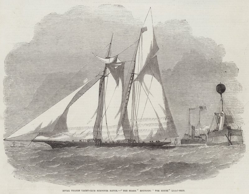 Course de goélettes du Royal Thames Yacht-Club, Le Requin contournant le bateau-phare de la Souris - Edwin Weedon