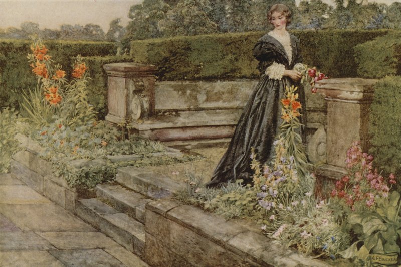 Fantasies de jardin, le nom de la fleur (lithographie en couleur) - Eleanor Fortescue-Brickdale