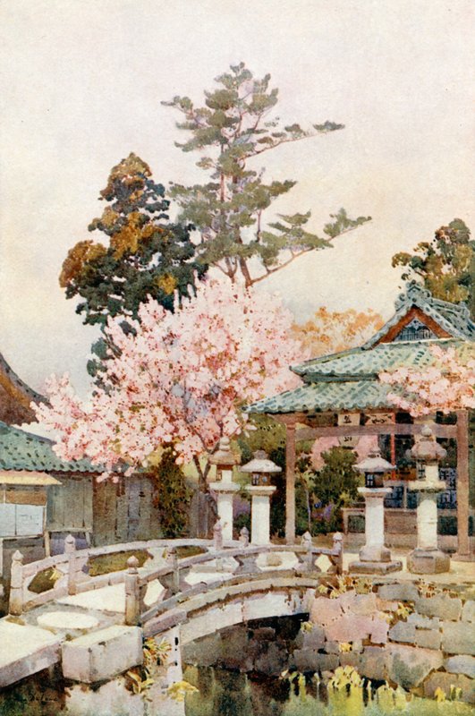 Un sanctuaire à Kyomidzu (lithographie couleur) - Ella Du Cane