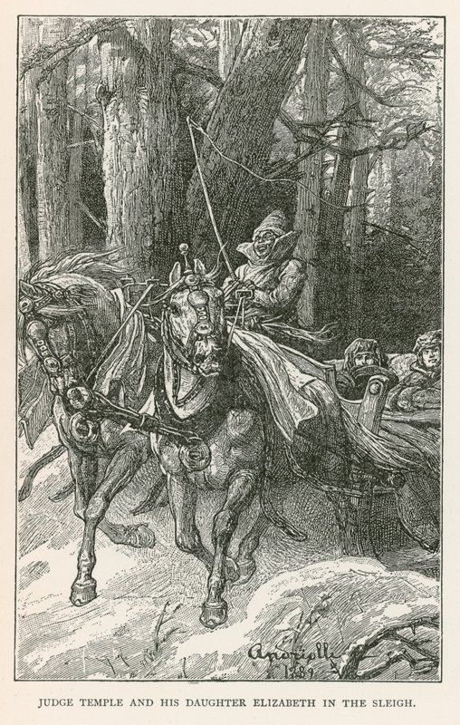 Le juge Temple et sa fille Elizabeth dans le traîneau (gravure) - Elviro Michael Andriolli