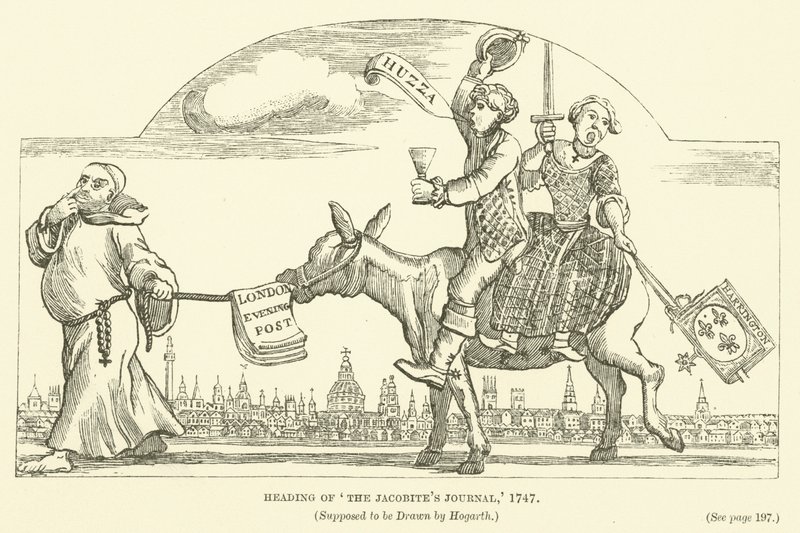 En-tête du Jacobite Journal, 1747, supposé dessiné par Hogarth - English School