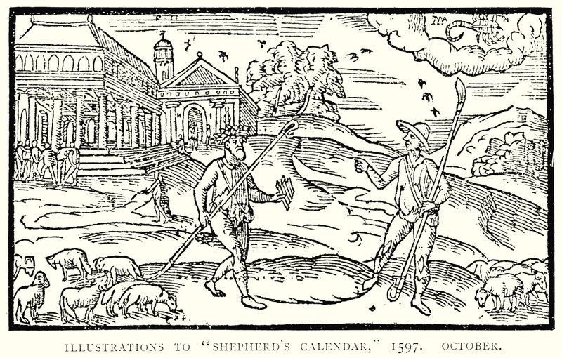 Illustrations du Calendrier des bergers, 1597. Octobre - English School