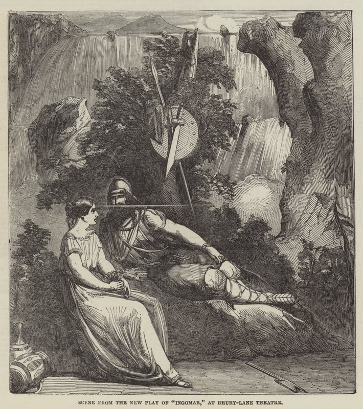 Scène de la nouvelle pièce Ingomar, au théâtre Drury-Lane - English School
