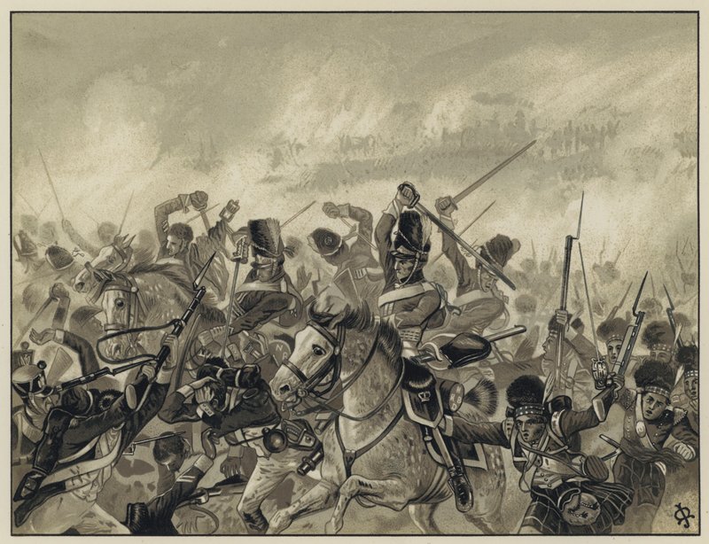 Les Greys et les Quatre-vingt-douze à Waterloo, 18 juin 1815 - English School