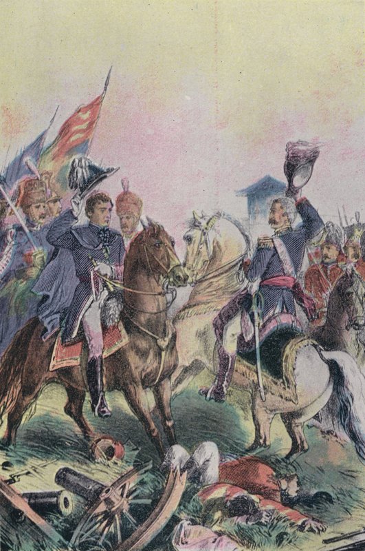 La rencontre du Duc de Wellington et du Maréchal Blucher après la Bataille de Waterloo, 1815 - English School