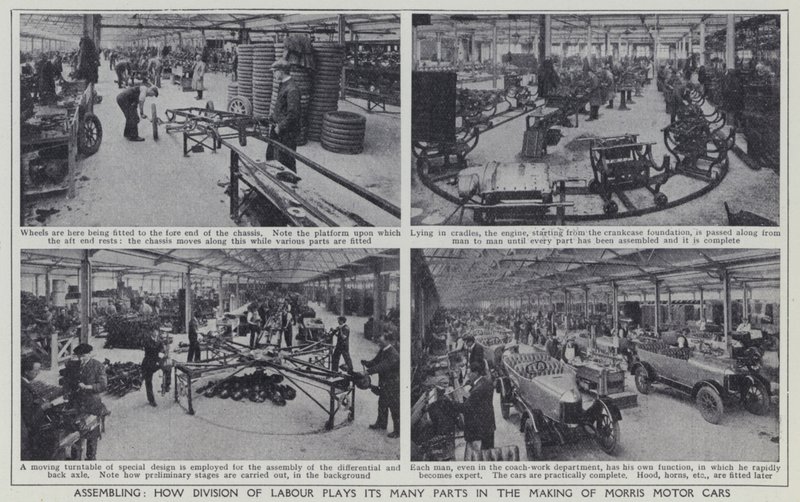 Assemblage, comment la division du travail joue ses nombreux rôles dans la fabrication des voitures Morris - English Photographer