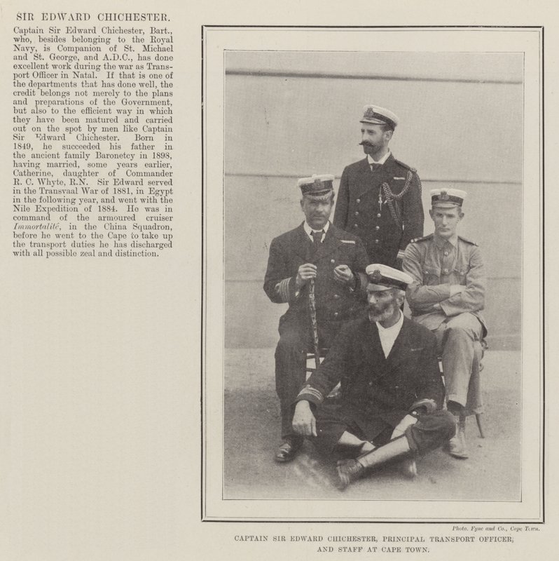Capitaine Sir Edward Chichester, principal officier de transport, et personnel au Cap - English Photographer