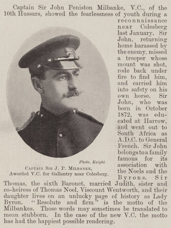 Capitaine Sir J P Milbanke, récompensé par la VC pour bravoure près de Colesberg - English Photographer