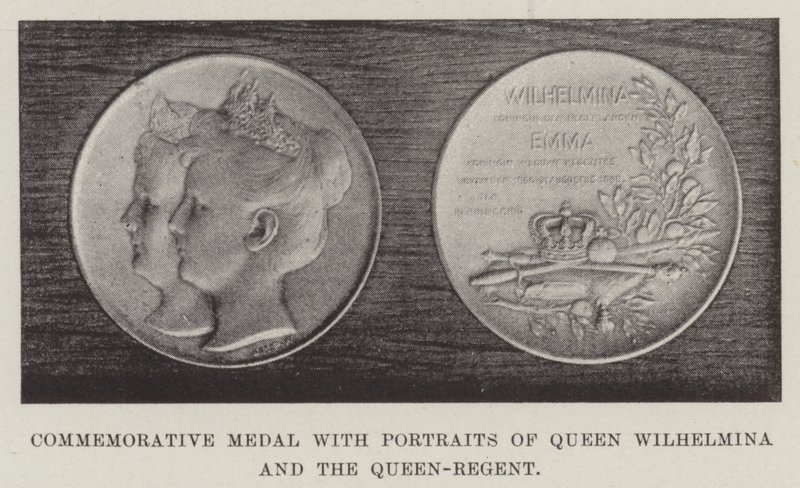Médaille commémorative avec portraits de la reine Wilhelmine et de la reine-régente - English Photographer