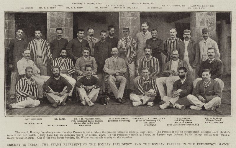 Le cricket en Inde, les équipes représentant la présidence de Bombay et les Parsees de Bombay dans le match de la présidence - English Photographer