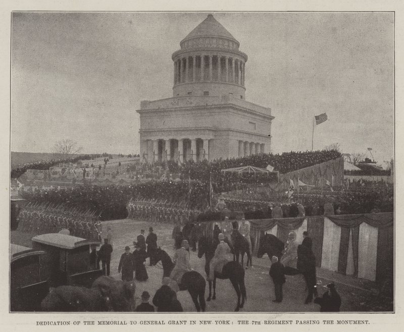Dédicace du mémorial au général Grant à New York, le 7e régiment passant devant le monument - English Photographer