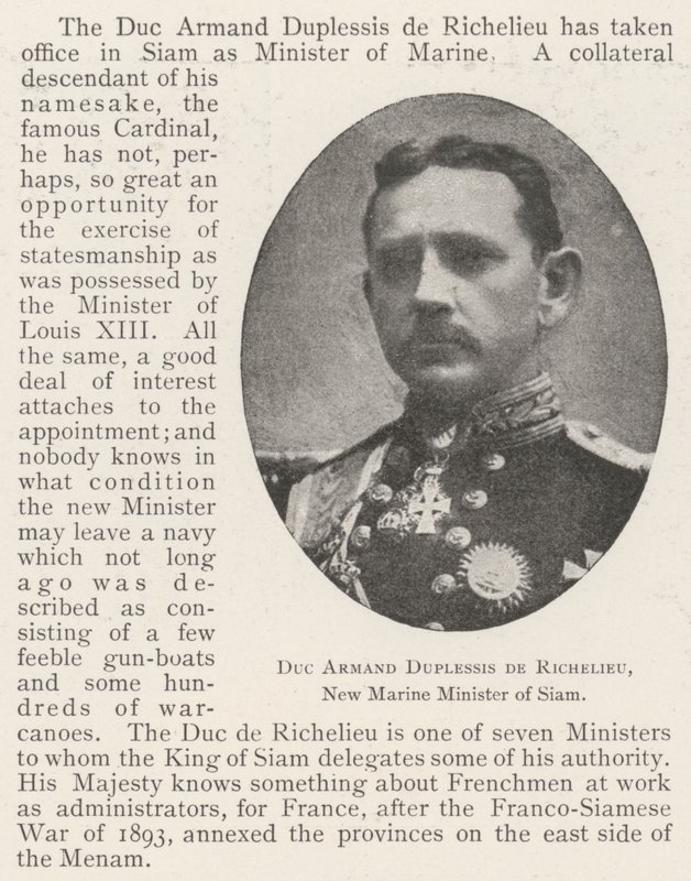 Duc Armand Duplessis de Richelieu, nouveau ministre de la Marine du Siam - English Photographer