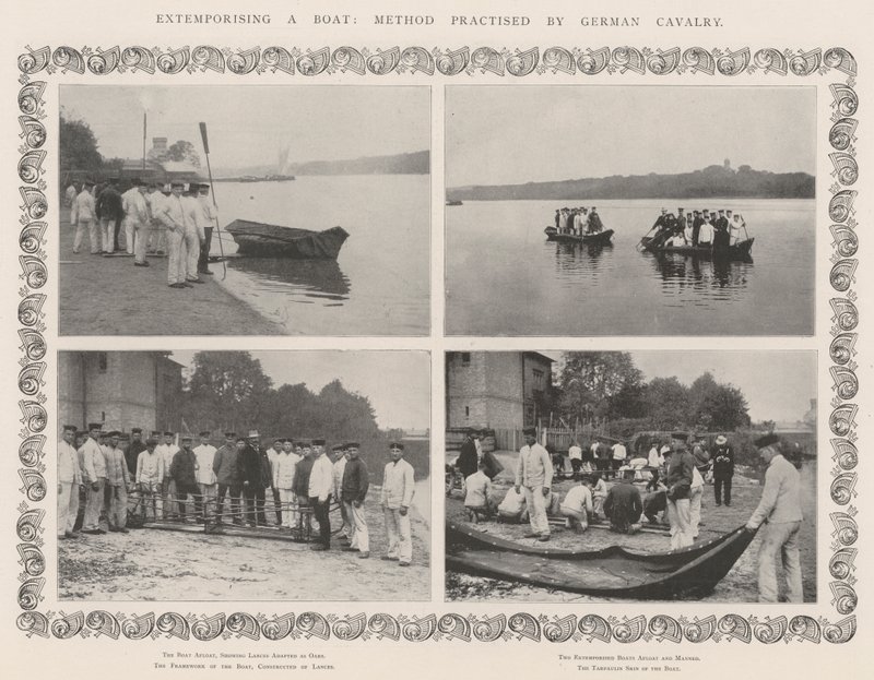 Improviser un bateau, méthode pratiquée par la cavalerie allemande - English Photographer