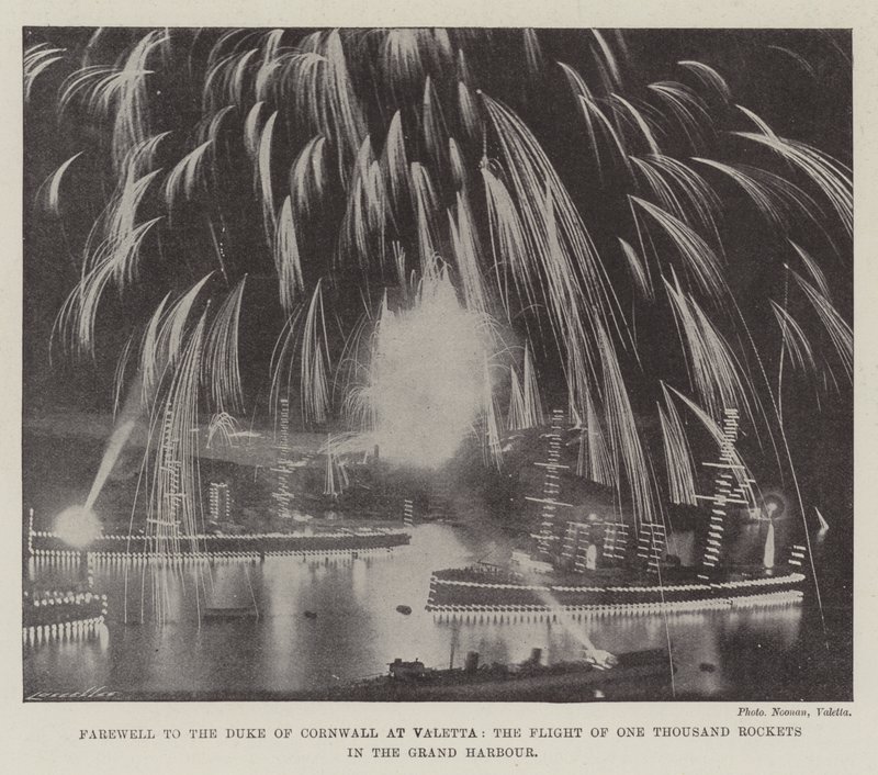 Adieu au duc de Cornouailles à Valetta, le vol de mille fusées dans le Grand Port - English Photographer