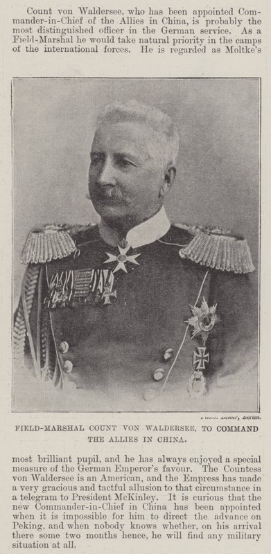 Field-Marshal Count von Waldersee, pour commander les Alliés en Chine - English Photographer