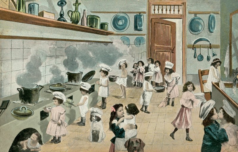 Filles cuisinant dans la cuisine - English Photographer