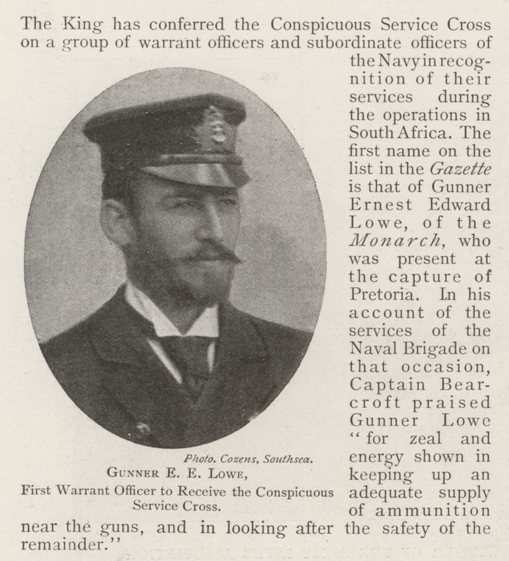 Artilleur E E Lowe, premier officier à recevoir la Croix de service distingué - English Photographer