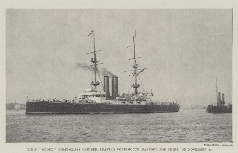 HMS Glory, croiseur de première classe, quittant le port de Portsmouth pour la Chine, le 24 novembre - English Photographer