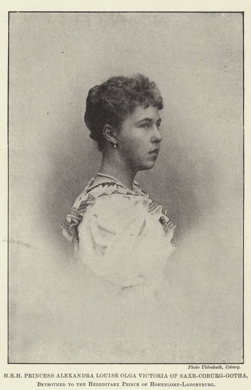 SAR la princesse Alexandra Louise Olga Victoria de Saxe-Cobourg-Gotha, fiancée au prince héréditaire de Hohenlohe-Langenburg - English Photographer