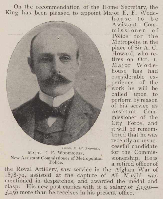 Major E F Wodehouse, nouveau commissaire adjoint de la police métropolitaine - English Photographer