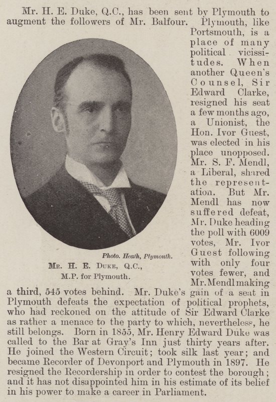 M. H E Duke, QC, député de Plymouth - English Photographer