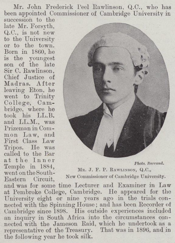 M. J F P Rawlinson, QC, nouveau commissaire de l