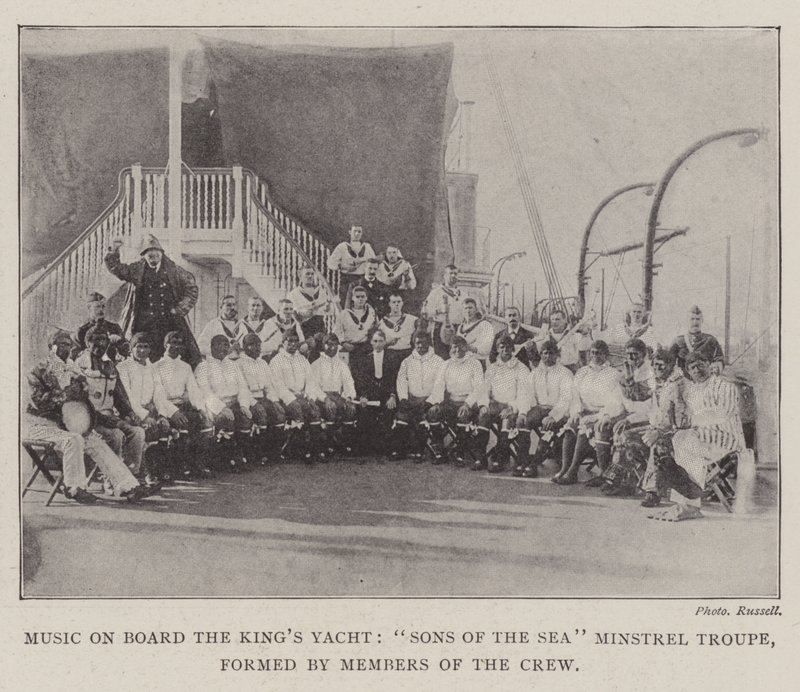 Musique à bord du yacht du roi, troupe de ménestrels Fils de la mer, formée par des membres de l