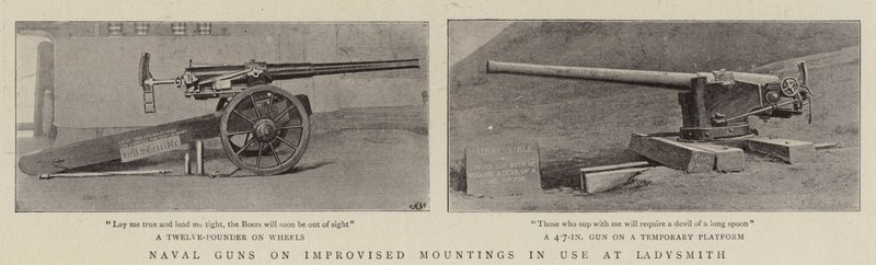 Canons navals sur montures improvisées en usage à Ladysmith - English Photographer