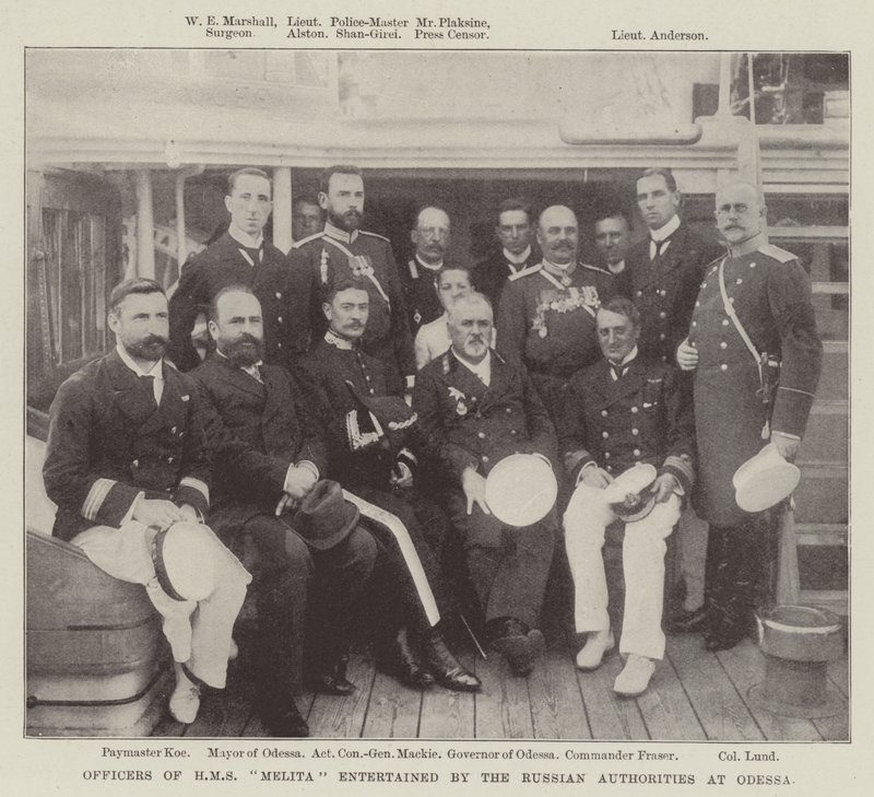 Officiers du HMS Melita accueillis par les autorités russes à Odessa - English Photographer