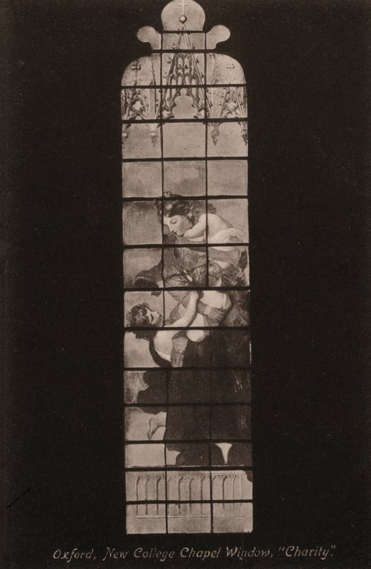 Oxford, Vitrail de la chapelle du New College, Charité - English Photographer