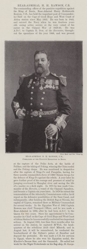 Contre-amiral H M Rawson, CB, commandant de l