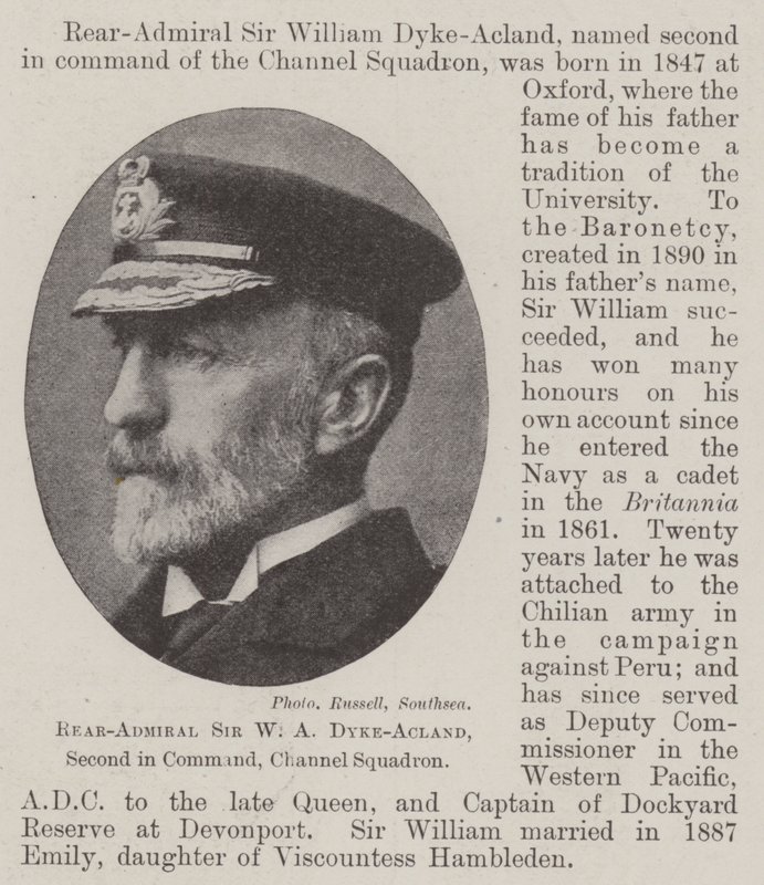 Contre-amiral Sir W A Dyke-Acland, second en commandement, escadron de la Manche - English Photographer