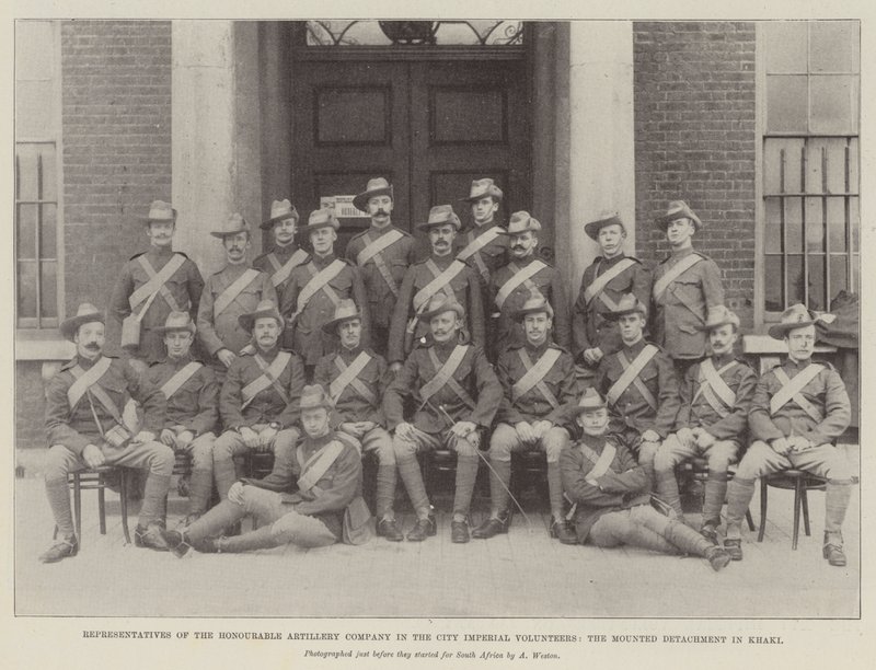 Représentants de la Honourable Artillery Company dans les City Imperial Volunteers, le détachement monté en kaki - English Photographer