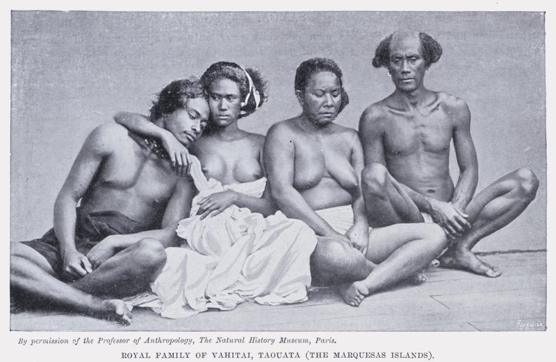 Famille royale de Vahitai, Taouata, les îles Marquises (photo n/b) - English Photographer