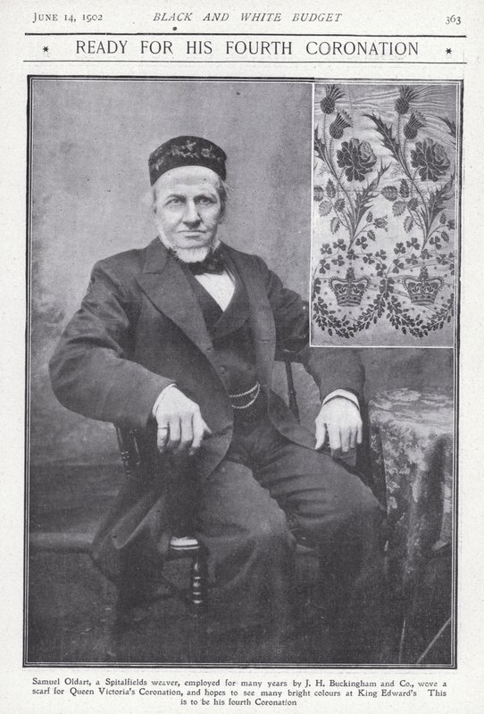 Samuel Oldart, tisserand de Spitalfields, Londres, qui a tissé une écharpe pour le couronnement de la reine Victoria - English Photographer